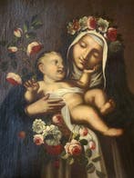 Italiaanse school (XVII) - Saint Rose of Lima with the, Antiek en Kunst