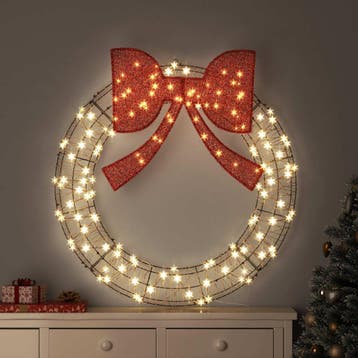 vidaXL Krans met 150 LED Warmwit 121 x 121 x 10 cm Rattan, Verzenden, Nieuw