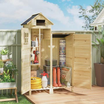 Outsunny Houten Tuinkast met Dubbele Zone en Verwijderbare P, Tuin en Terras, Verzenden, Nieuw