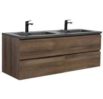 Badkamermeubel Set Angela 140 cm Bruin Eiken Badmeubel, Verzenden, Nieuw, Wastafelkast