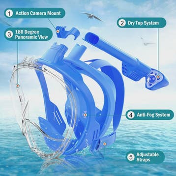 Kinder Volledig Gezicht Snorkelmasker met Camera Mount - Ant, Verzenden, Nieuw