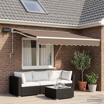 vidaXL Handmatige Luifelhouder met LEDs Taupe 3 x 2,5 m, Verzenden, Nieuw