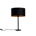 Tafellamp zwart met ovale velours kap zwart 35cm - Simplo, Huis en Inrichting, Lampen | Tafellampen, Verzenden, Nieuw, Modern