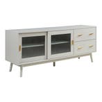 Tv-meubel Susa met lades en schuifdeuren met glas 160x40x65, Verzenden, Nieuw