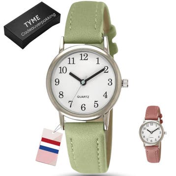 Tyme Santorini Dames Horloge - 27mm Wit/Groen- Horloges voor, Ophalen of Verzenden, Zo goed als nieuw