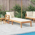 vidaXL Ligstoel met 1 armleuning massief acaciahout crèmewit, Tuin en Terras, Tuinsets en Loungesets, Verzenden, Nieuw, Hardhout