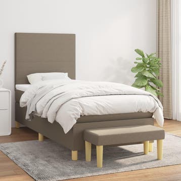 vidaXL Boxspring met matras stof taupe 100x200 cm, 100 cm, Eenpersoons, Verzenden, Nieuw
