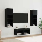 TV Wandkasten Wandgemonteerd 4 pcs Zwart Eiken Bewerkt hout, Verzenden, Nieuw