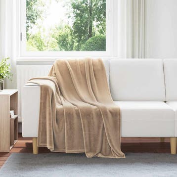 vidaXL Gooi Deken Kameel 130 x 150 cm Fleece, Verzenden, Nieuw, Bruin