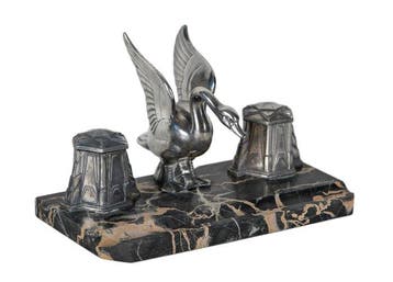 Exclusieve Art-Deco inktset op Portoro marmer Perinna,