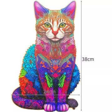 Kruzzel Houten Puzzel Kat - 130 Stukjes voor Creatief Spe..., Ophalen of Verzenden, Nieuw