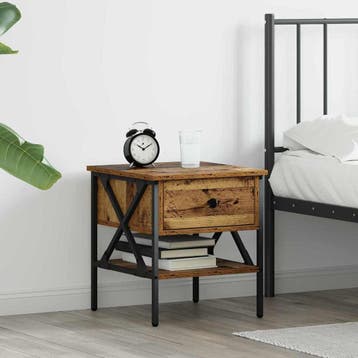 vidaXL Nachtkastje Oud hout 40 x 42 x 45 cm Gelaagd hout en, Minder dan 45 cm, Verzenden, Nieuw, Minder dan 55 cm