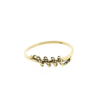 Gouden ring verwoven in touw, Gebruikt, Ophalen of Verzenden, 17 tot 18, Dame