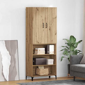 vidaXL Highboard Artisan Eiken 69,5 x 34 x 180 cm Bewerkt, Huis en Inrichting, Kasten | Buffetkasten, Minder dan 50 cm, Verzenden