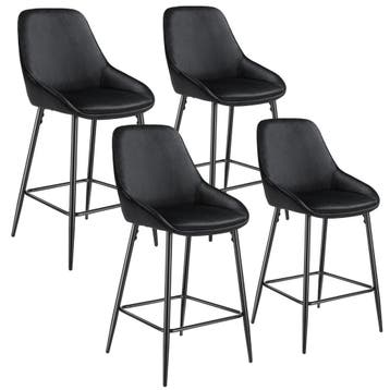 Barkruk Siera met rugleuning - Fluweellook zwart/zwart, Set, Huis en Inrichting, Barkrukken, Verzenden, Nieuw