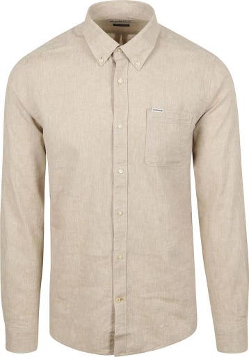 Barbour Shirt Nelson Tailored Stone Beige maat 3XL Heren, Verzenden, Nieuw, Beige, Barbour