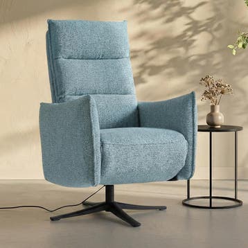 *WOONWINKEL* Elektrische Relaxfauteuil Stof Lichtblauw, Verzenden, Nieuw, Stof