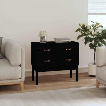 vidaXL Wandkast 90x40x78 cm massief grenenhout zwart, Minder dan 50 cm, Verzenden, Nieuw, Minder dan 100 cm