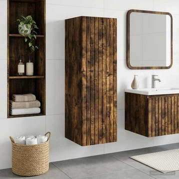 vidaXL Wand Gemonteerde Badkamerkast Gerookt eiken 33 x 34,5, Verzenden, Nieuw