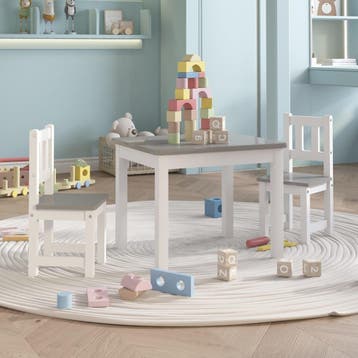 vidaXL 3-delige Kindertafel- en stoelenset MDF wit en grijs, Verzenden, Nieuw
