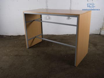 Statafel beuken blad zilvergrijs frame tweedehands 180 cm, Verzenden, Gebruikt