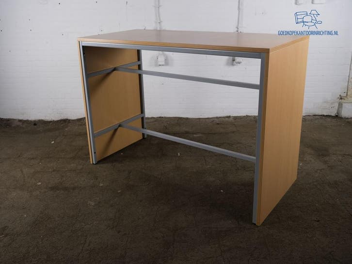 Statafel beuken blad zilvergrijs frame tweedehands 180 cm, Zakelijke goederen, Kantoor en Winkelinrichting | Kantoormeubilair en Inrichting