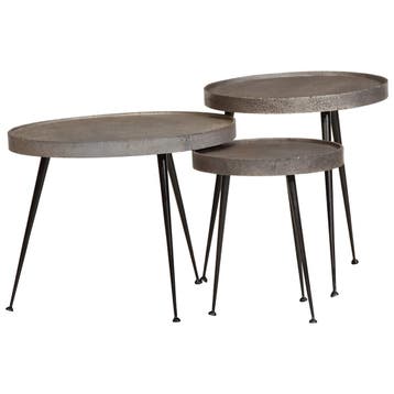 vidaXL Salontafel 3 stuks zilverkleurig bewerkt hout, Huis en Inrichting, Tafels | Salontafels, Verzenden, Nieuw, Overige houtsoorten
