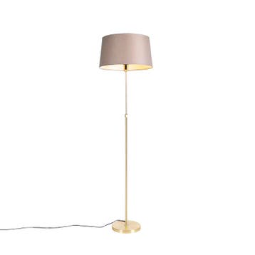 Vloerlamp goud/messing met linnen kap taupe 45 cm - Parte, Verzenden, Nieuw, Modern