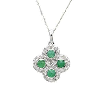 Hanger - 14 karaat Witgoud - 2.60ct. tw. Smaragd - Diamant