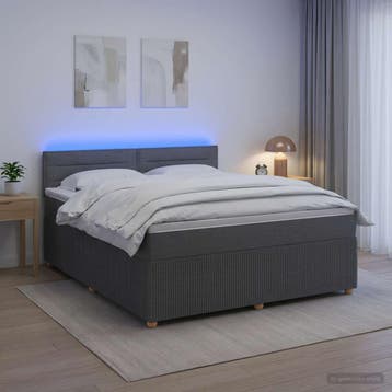 vidaXL Boxspringbed met matras Donkergrijs 160 x 200 cm Stof, Verzenden, Nieuw