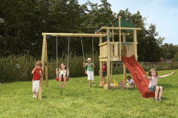 Jungle Gym Hut, compleet met gezaagd houtpakket,glijbaan, Kinderen en Baby's, Speelgoed | Buiten | Speeltoestellen, Ophalen, Nieuw