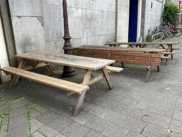 Online veiling: Houten picknicktafels (3 stuks), Nieuw