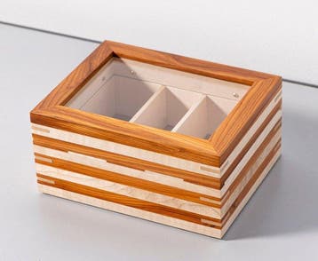 UnMoro - Kist - Esdoorn, Taxus, Leder, Glas