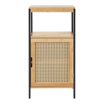 Badkamerkast Tervola 80x40x35 cm zwart naturel rotan look [e, Verzenden, Nieuw