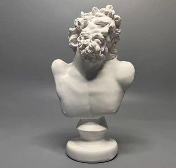 Beeld, Bust of a Bearded Man - 13.5 cm - Gips