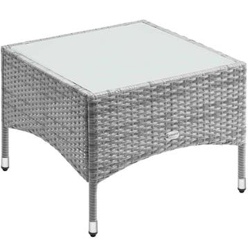 Polyrotan Bijzettafel Grijs 58x58x42cm (Tafels, Interieur), Verzenden, Nieuw