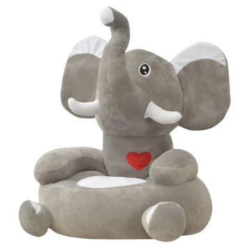 vidaXL Kinderstoel olifant pluche grijs, Verzenden, Nieuw