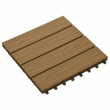 vidaXL Terras Tegel 3D-Design 11 st Teakhout 30 x 30 cm WPC, Doe-het-zelf en Verbouw, Verzenden, Nieuw