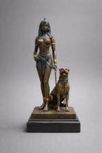 Beeld, Egyptische vrouw - Cleopatra - 26.5 cm - Marmer,