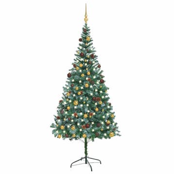 vidaXL Kunstkerstboom met verlichting kerstballen, Verzenden, Nieuw