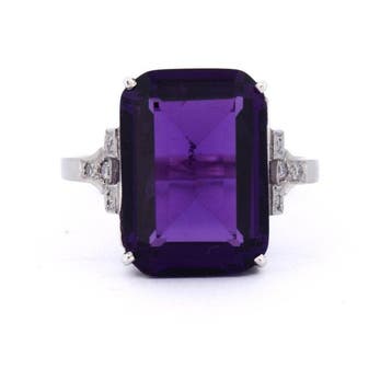 Ring Platina - 6.10ct. tw. Amethist - Diamant, Sieraden, Tassen en Uiterlijk, Ringen, Nieuw