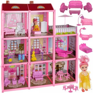 Ruhhy Poppenhuis 3 verdiepingen met 22 meubels en pop, Kinderen en Baby's, Ophalen of Verzenden, Nieuw