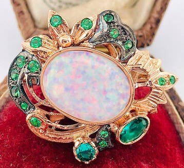 Zonder minimumprijs - Ring - 9 kt. Roségoud, Zilver Opaal -, Nieuw