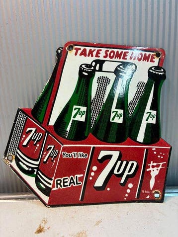7UP – Emaille reclamebord – Frisdrank – Vintage stijl -