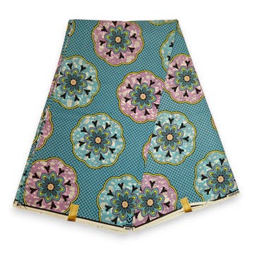 Afrikaanse stof - Blauwe Shapes - 100% katoen - 1 yard, Ophalen of Verzenden, Nieuw