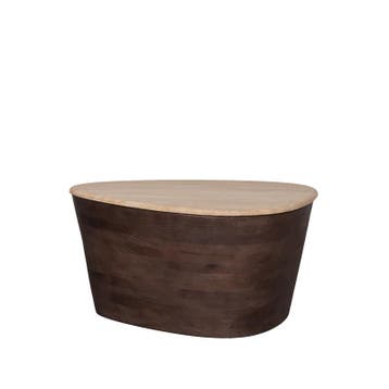 LABEL51 Salontafel I_Ravi - Espresso - Travertin - 70 cm -, Ophalen of Verzenden, Nieuw