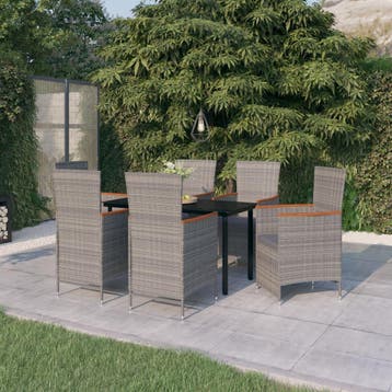 vidaXL 7-delige Tuinset met kussens grijs, Tuin en Terras, Verzenden, Nieuw, 6 zitplaatsen, Tuinset