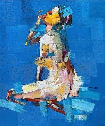 Hoang Anh - Lumière en Saphir 120 100 cm  No Reserve