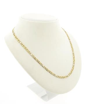 Bicolor gouden Figaro schakelketting, Ophalen of Verzenden, Gebruikt, Overige kleuren, Goud