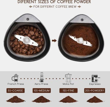 Koffiemolen elektrisch - Koffiemaler - 200W - Zwart - Aigost, Verzenden, Zo goed als nieuw